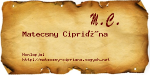 Matecsny Cipriána névjegykártya